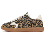 Tastic - Women's Leopard Brown Lace-Up Sneakers