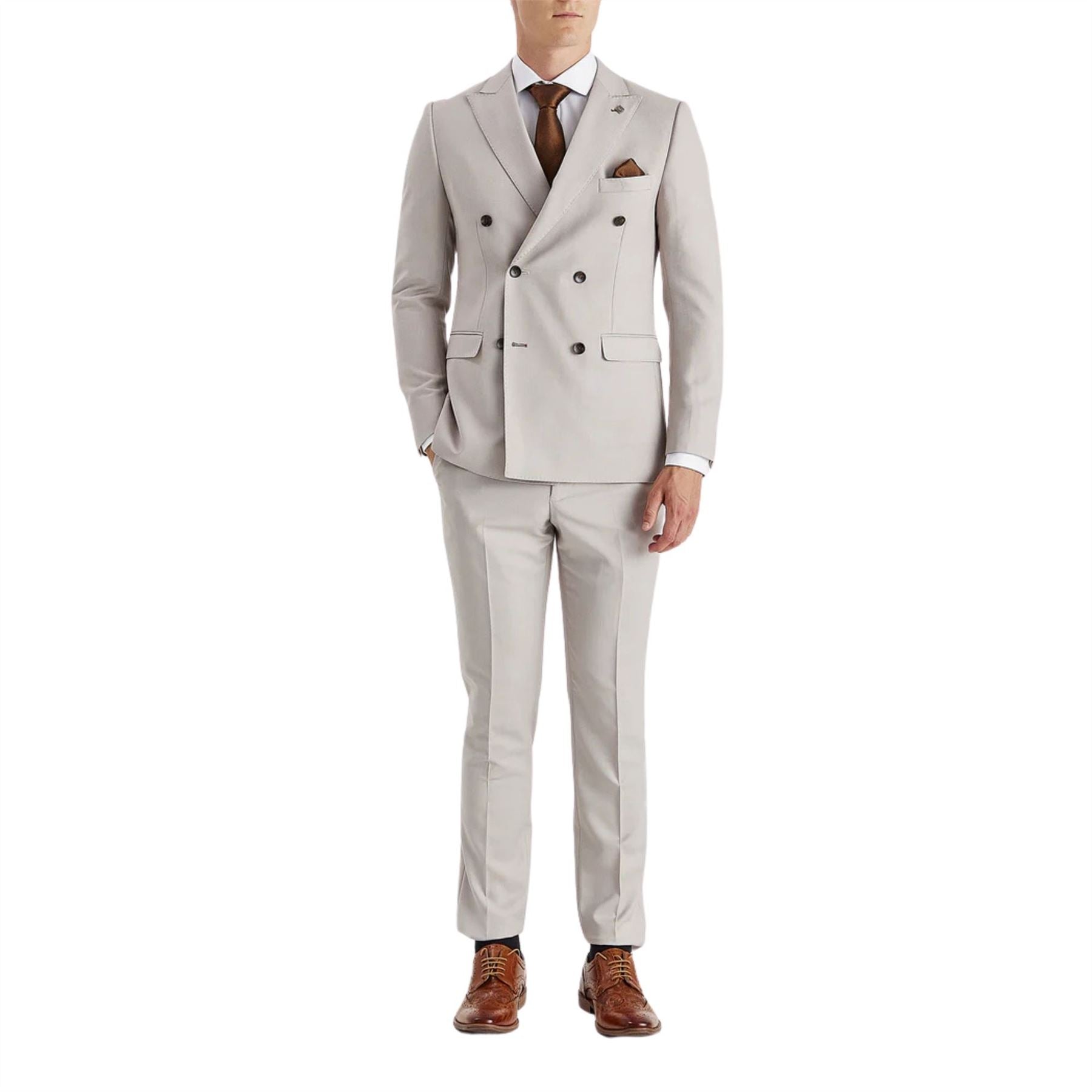Mayfair - Men's Beige 2 Piece Double Brested Suit