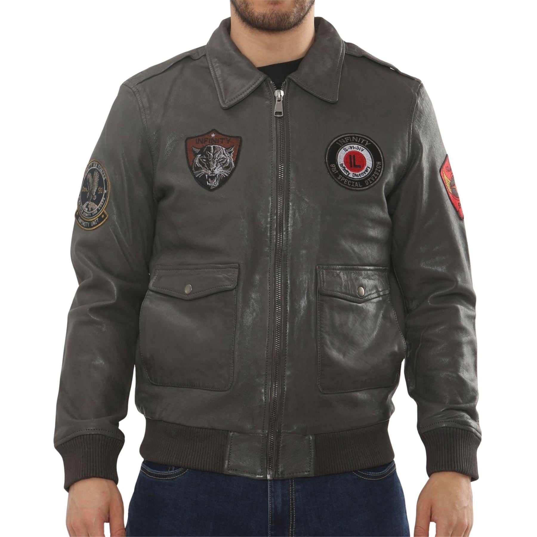 Men's Leather Bomber Jacket Pilot Air Force Style
