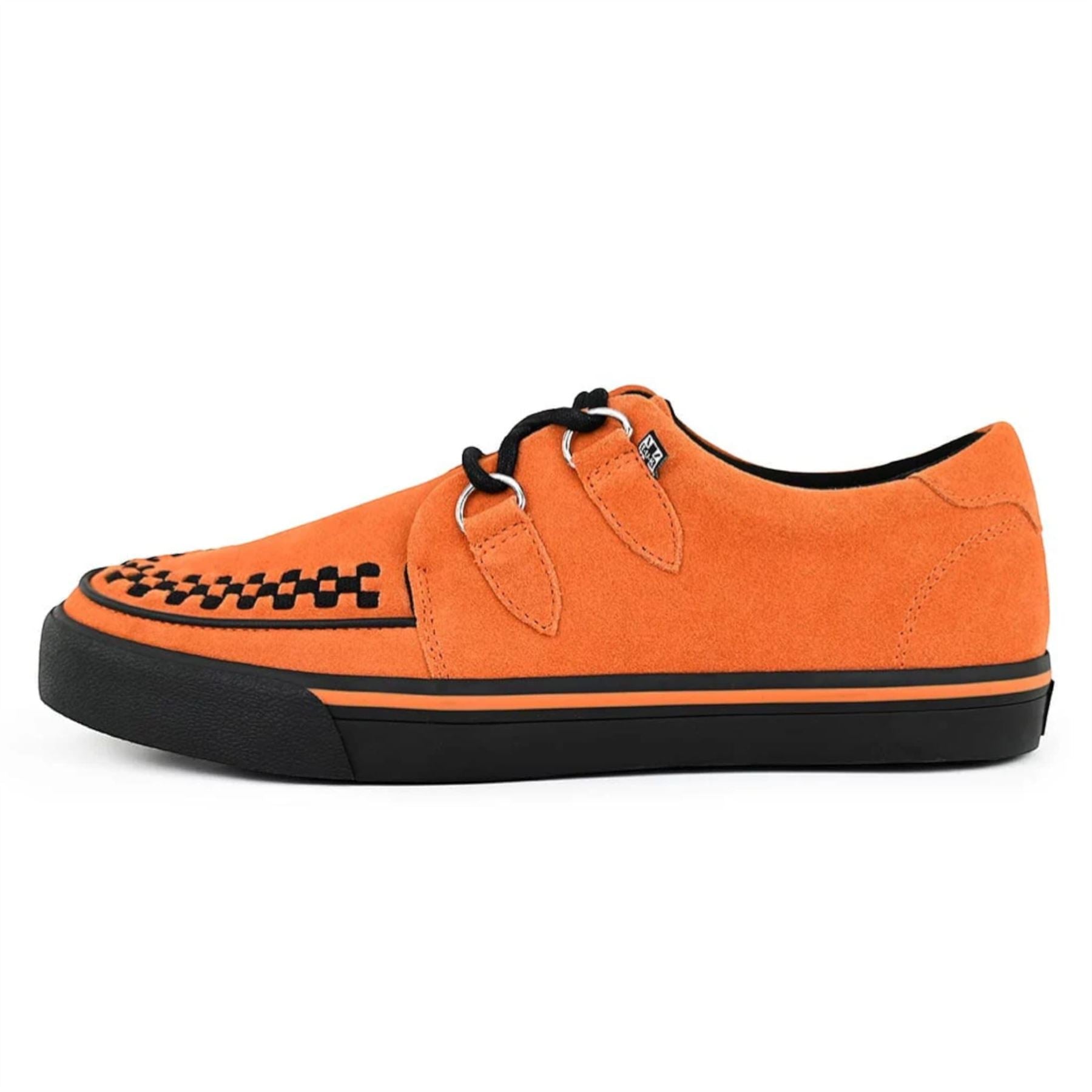 Pointed Creeper Sneaker Orange Cow Suede Platform Shoes