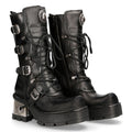 New Rock 373-S33 Ladies Black Gothic Mid Calf Boots - Knighthood Store