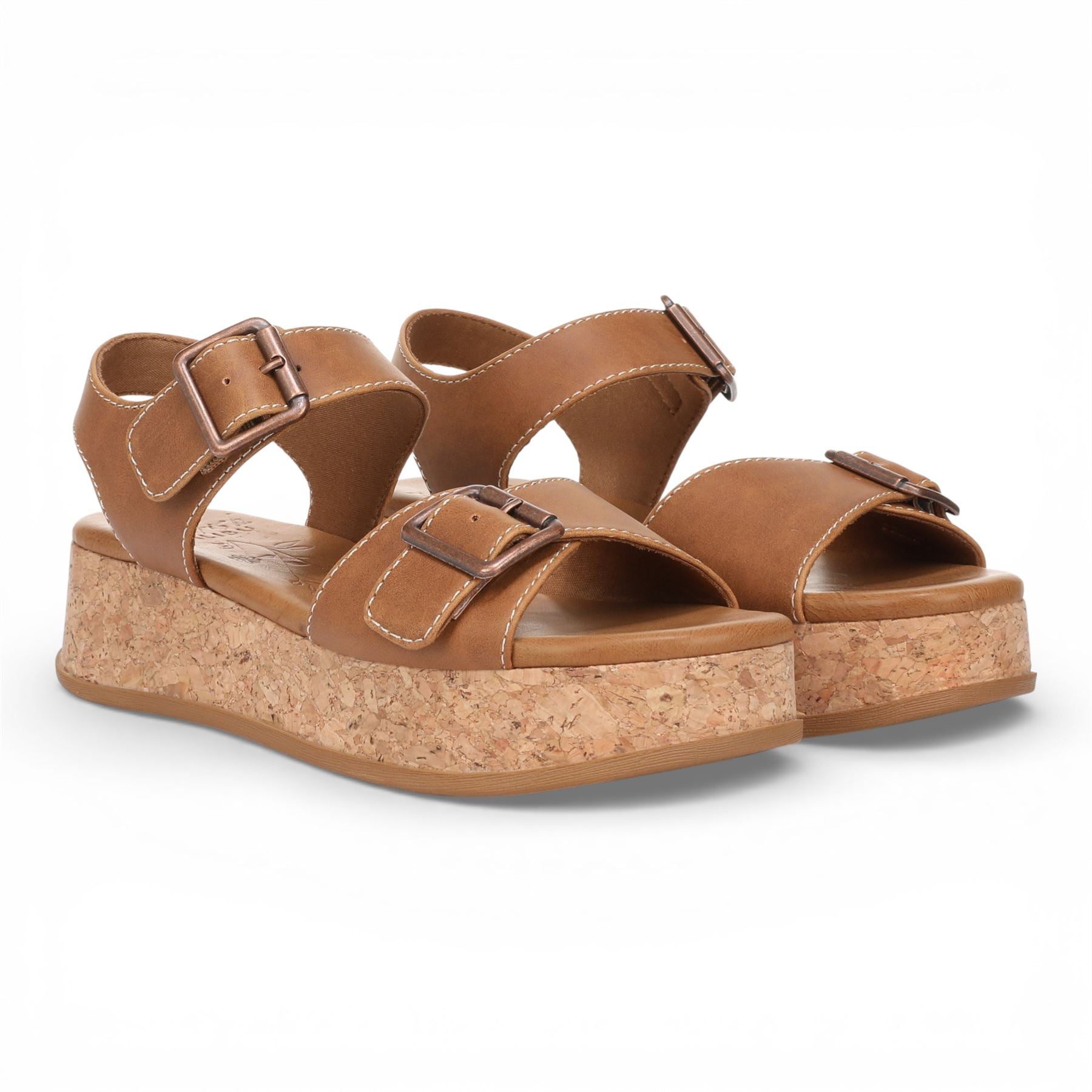 Magical - Women's Tan Faux Leather Platform Sandals
