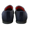 Mens Textured Slip On Black Blue Check Shoes Smart Casual Formal Italian Design - Knighthood Store