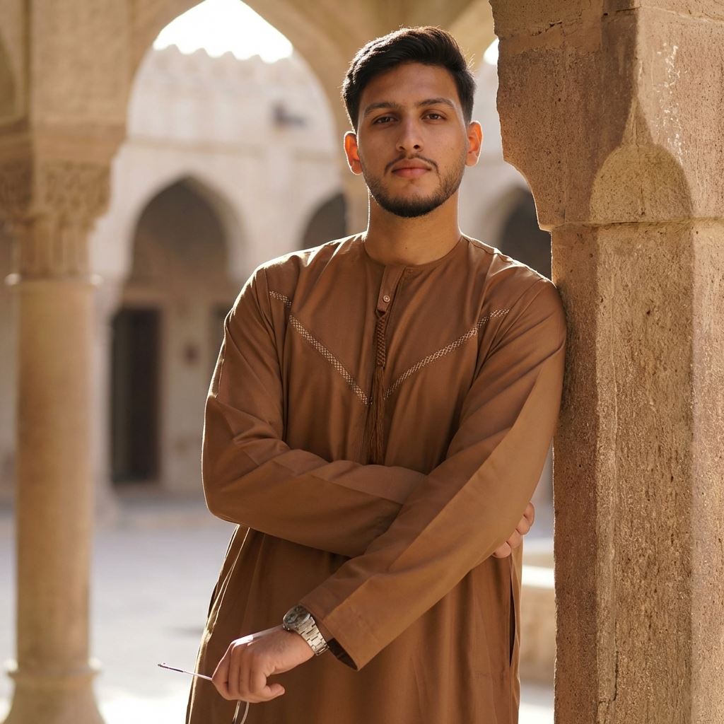 HM10 - Men's  Emirati Omani Zipped Embroidery Thobe