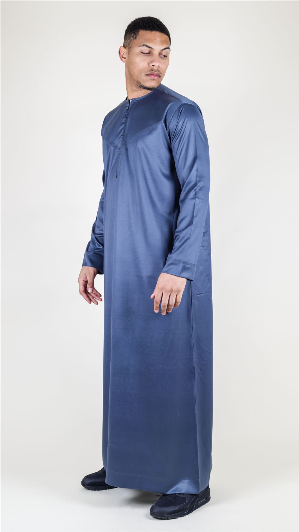 Men's Thobe Jubba Islamic Clothing Muslim Kaftan Emirati Omani Satin Robe