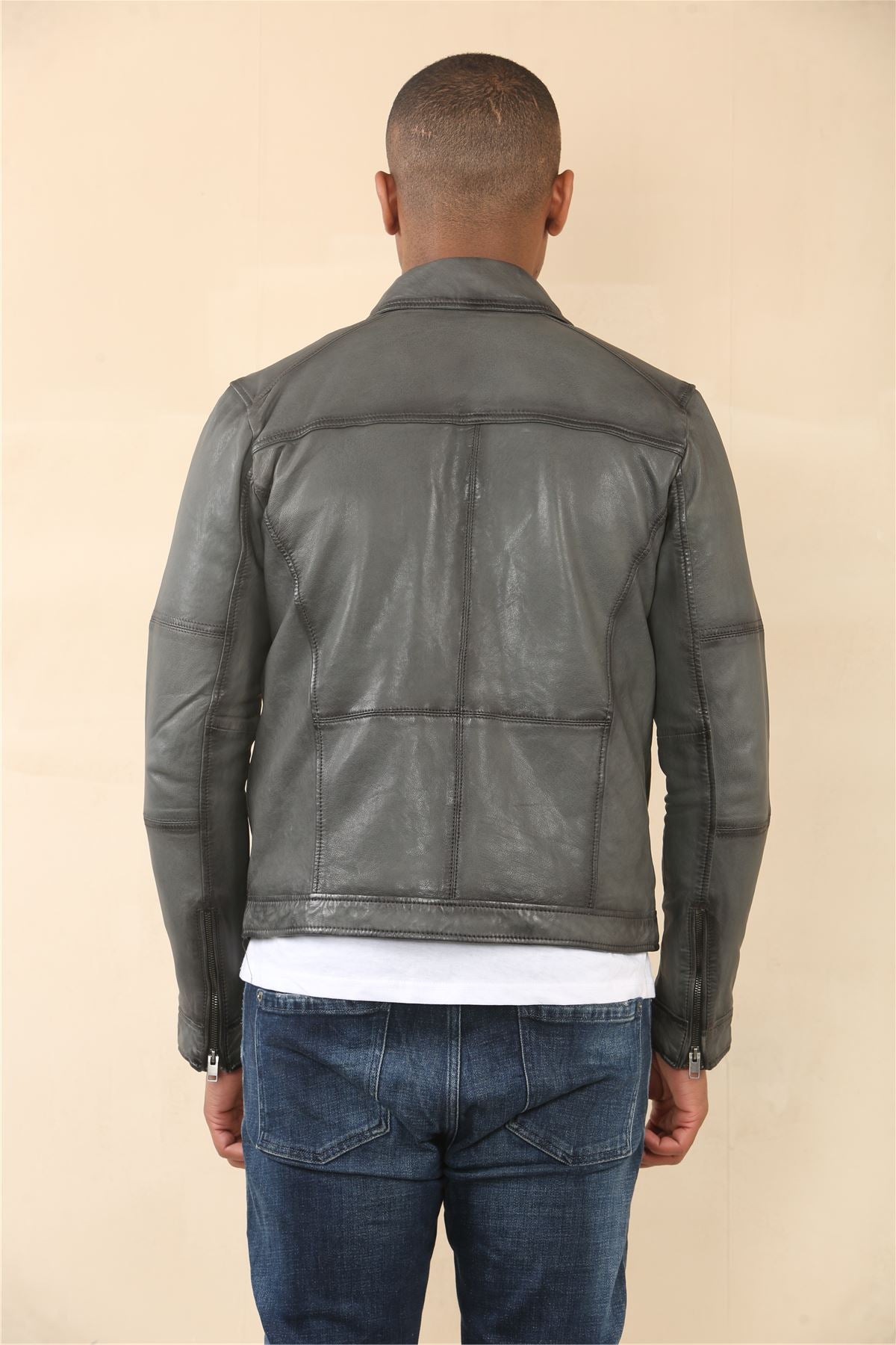 Men's Classic Collar Leather Biker Jacket