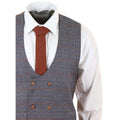 Grey Tweed 3 Piece Suit Prince Of Wales Check Slim Fit Double Breast Waistcoat - Knighthood Store