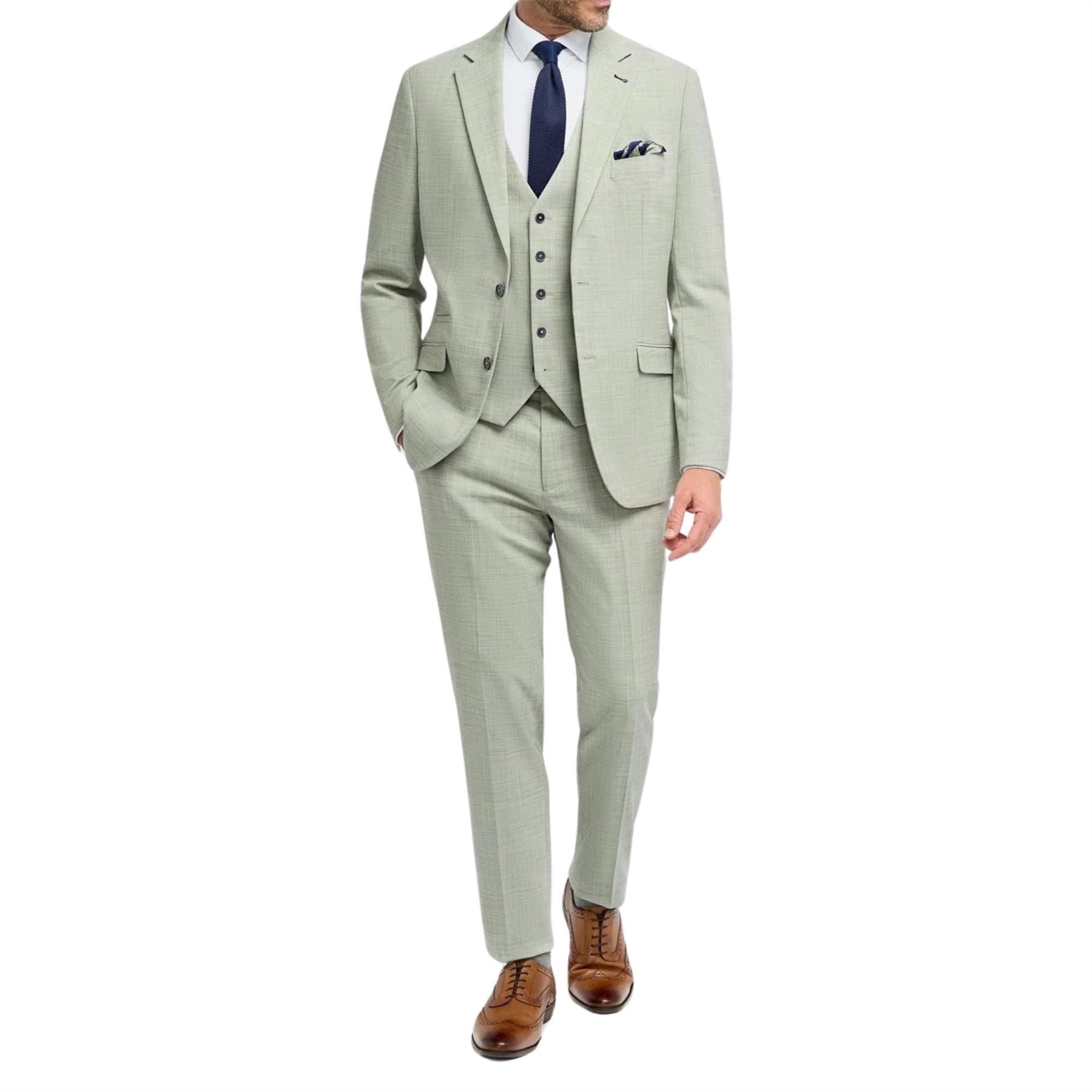Men's Suit Sage Green 3 Piece Lightweight Wedding Summer Prom Dress