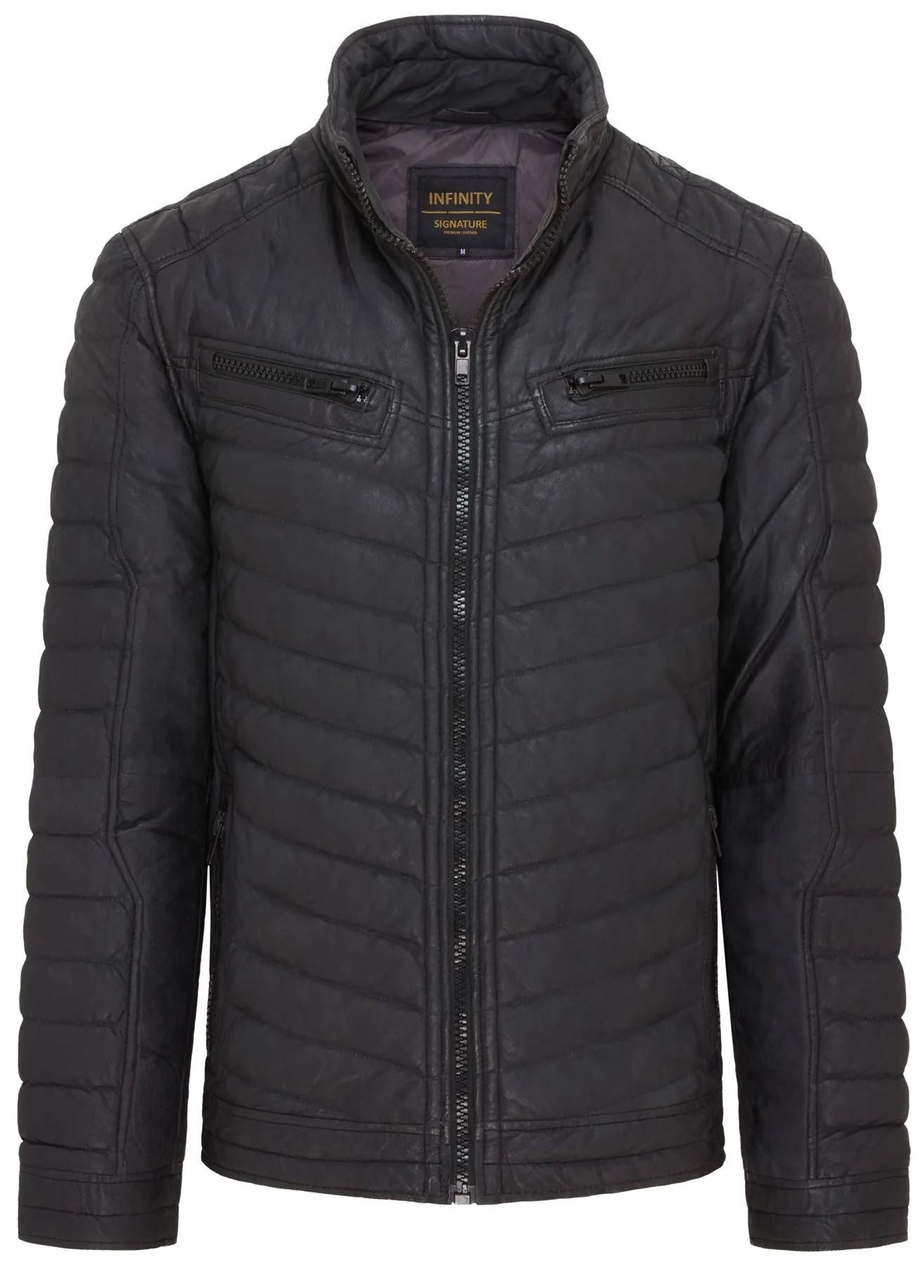 Men's Quilted Puffer Soft Napa Leather Jacket