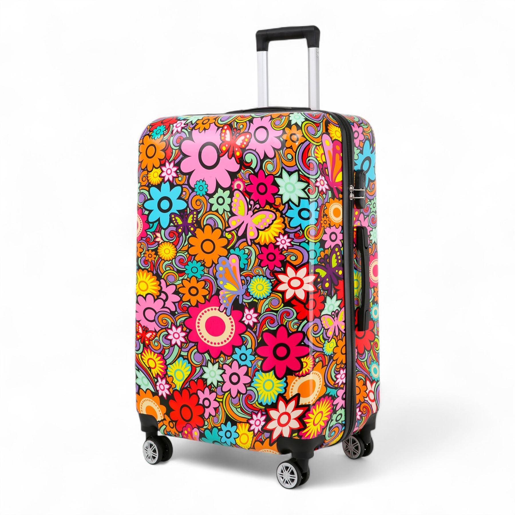 Hard Shell Suitcase Flower Heart Printed Luggage Travel Bag