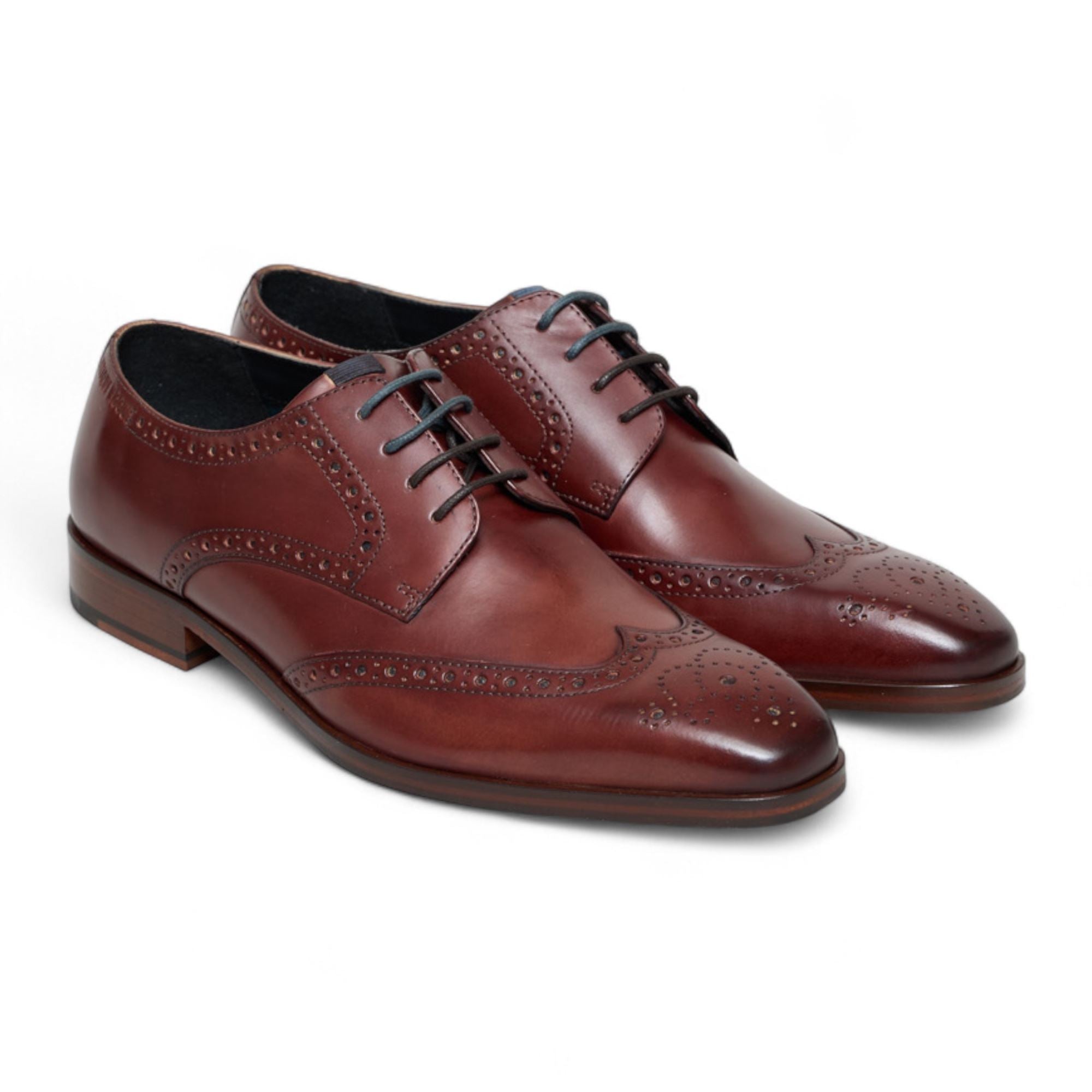 Men’s Burgundy Leather Oxford Derby Classic Formal Lace-Up Brogue Shoes