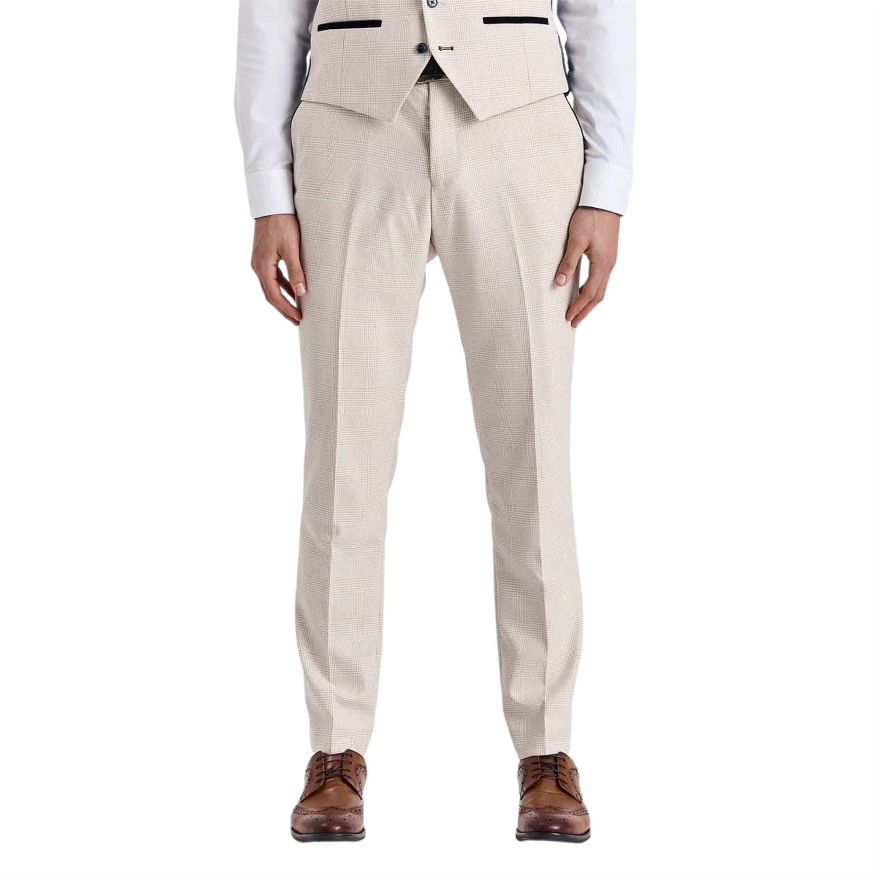 Regent - Men's Cream Check Trousers