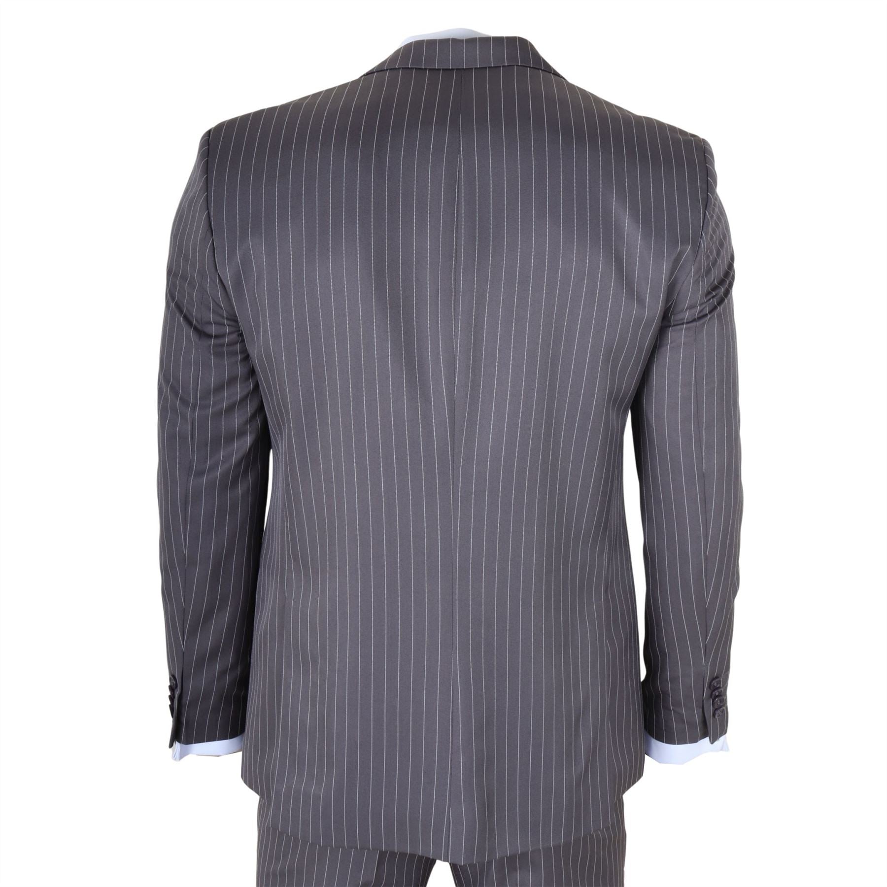 IM44 - Men's Classic Pinstripe 3 Piece Grey Suit