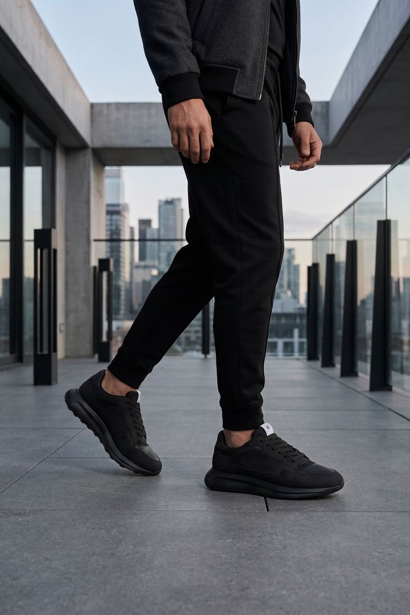 Albany - Men's Black Breathable Mesh Casual Sneakers
