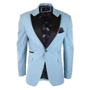 Mens Velvet Blazer Tuxedo Jacket Black Satin Lapel Pastel Blue Pink Green - Knighthood Store