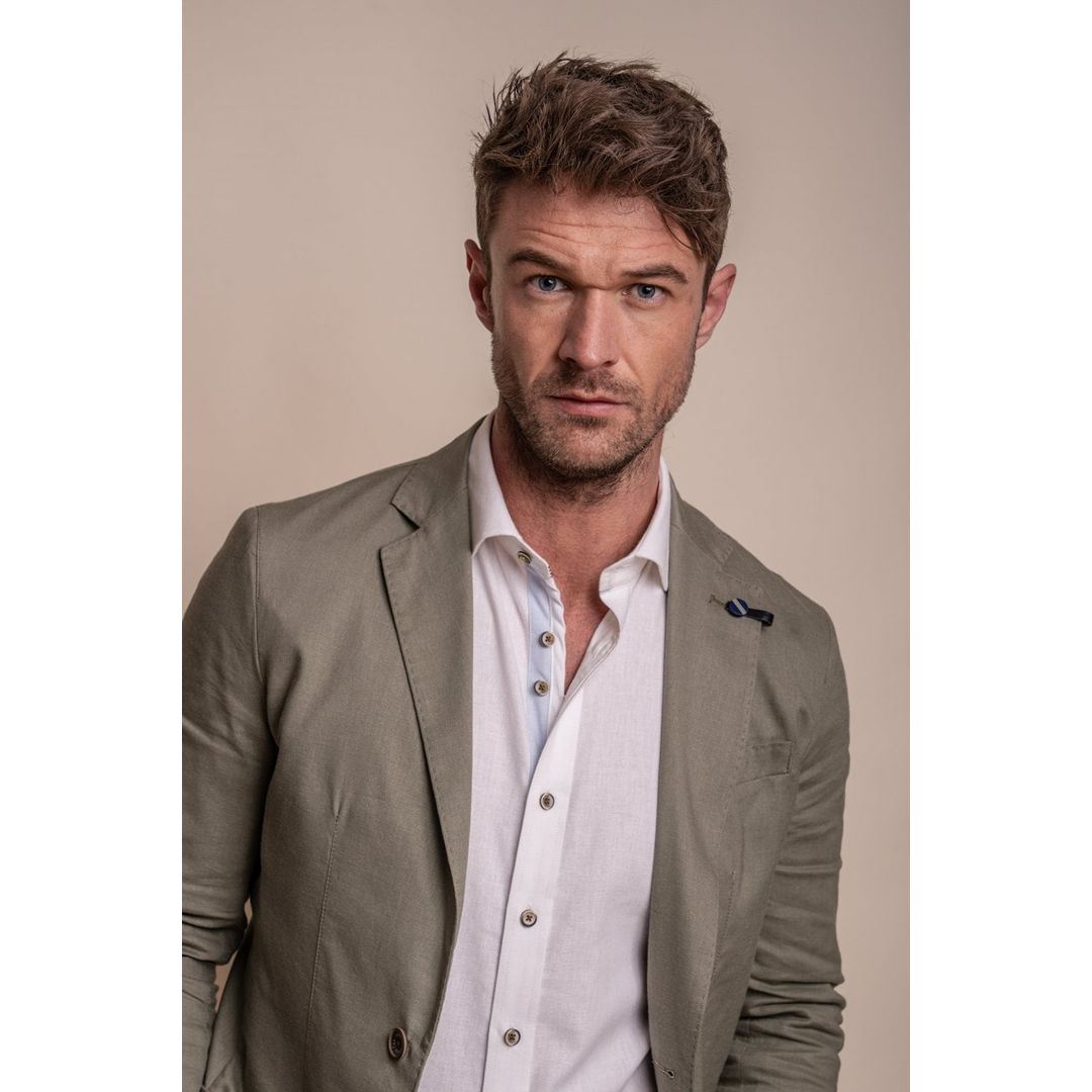 Mens Sage Green Linen 2 Piece Summer Suit