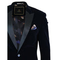 Mens Soft Velvet Black Navy 1 Button Dinner Jacket Tuxedo Blazer Smart Casual Fit - Knighthood Store