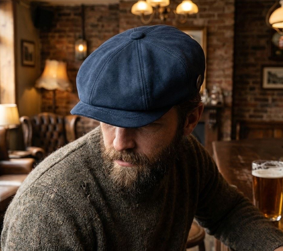Men's Suede Vintage 8-Panel Classic Gatsby Baker Boy Hat