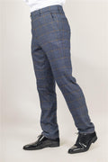 Men's Trousers Navy Checked Casual Formal Pants - Knighthood Store