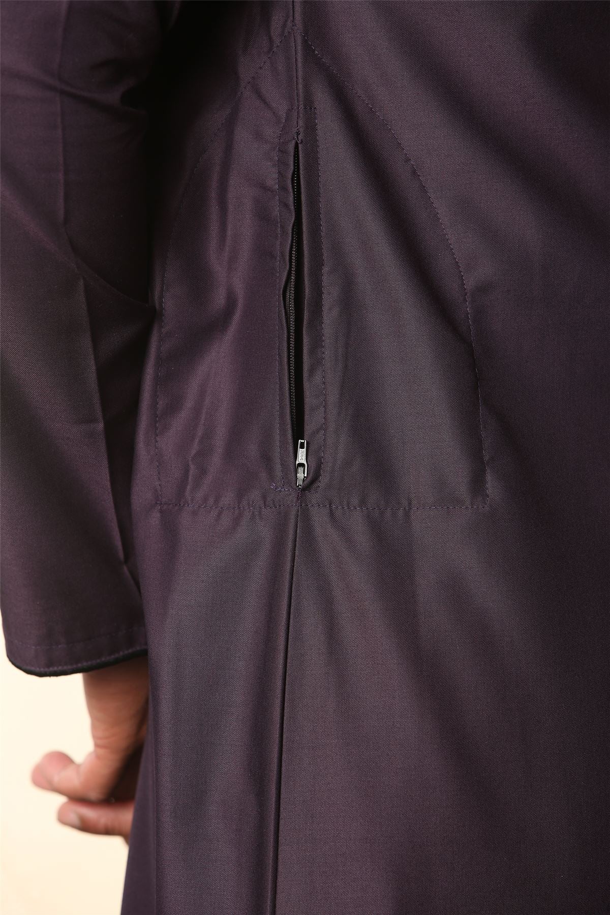 Mens Thobe Jubba Nehru Stand Collar Islamic Clothing Muslim Kaftan Embroidery Eid Robe Saudi | Purple