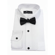 Boys White Long Sleeve Button-Down Tuxedo Shirt with Bow Tie