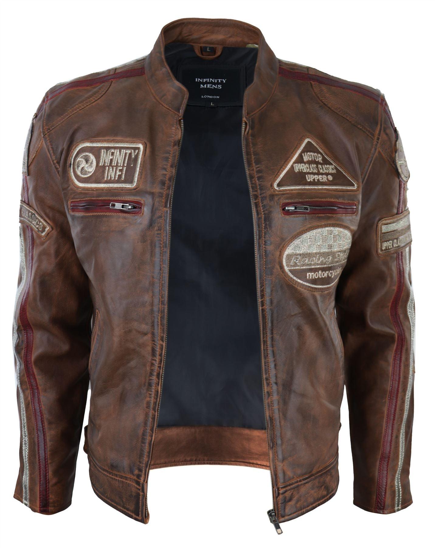 Men's Zipped Biker Leather Jacket | Infinity - Knighthood Store