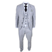 IM53 - Men's Grey Check 3 Piece Tailored Fit Suit