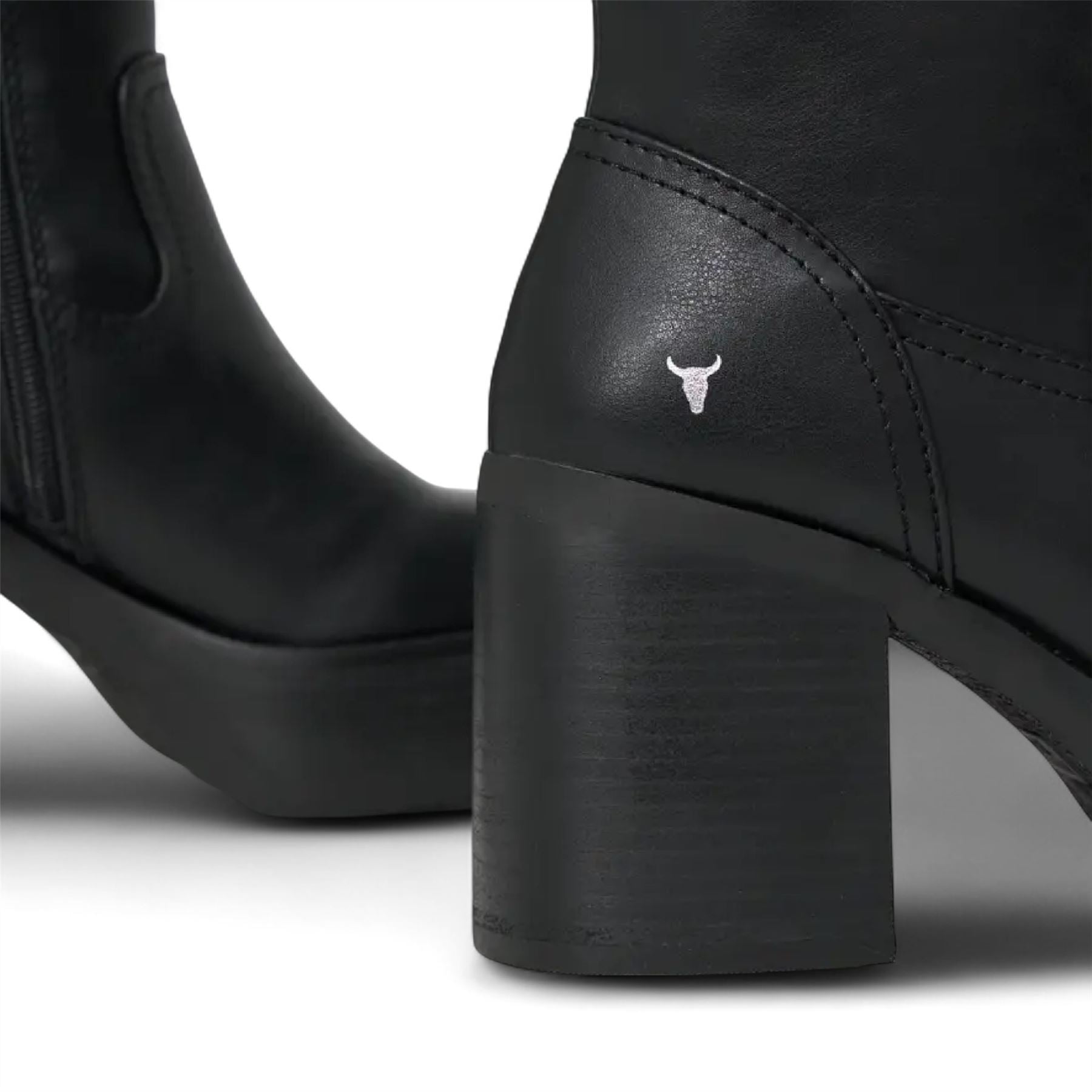 Niche - Women's Black Faux Leather Knee-High Platform Boots