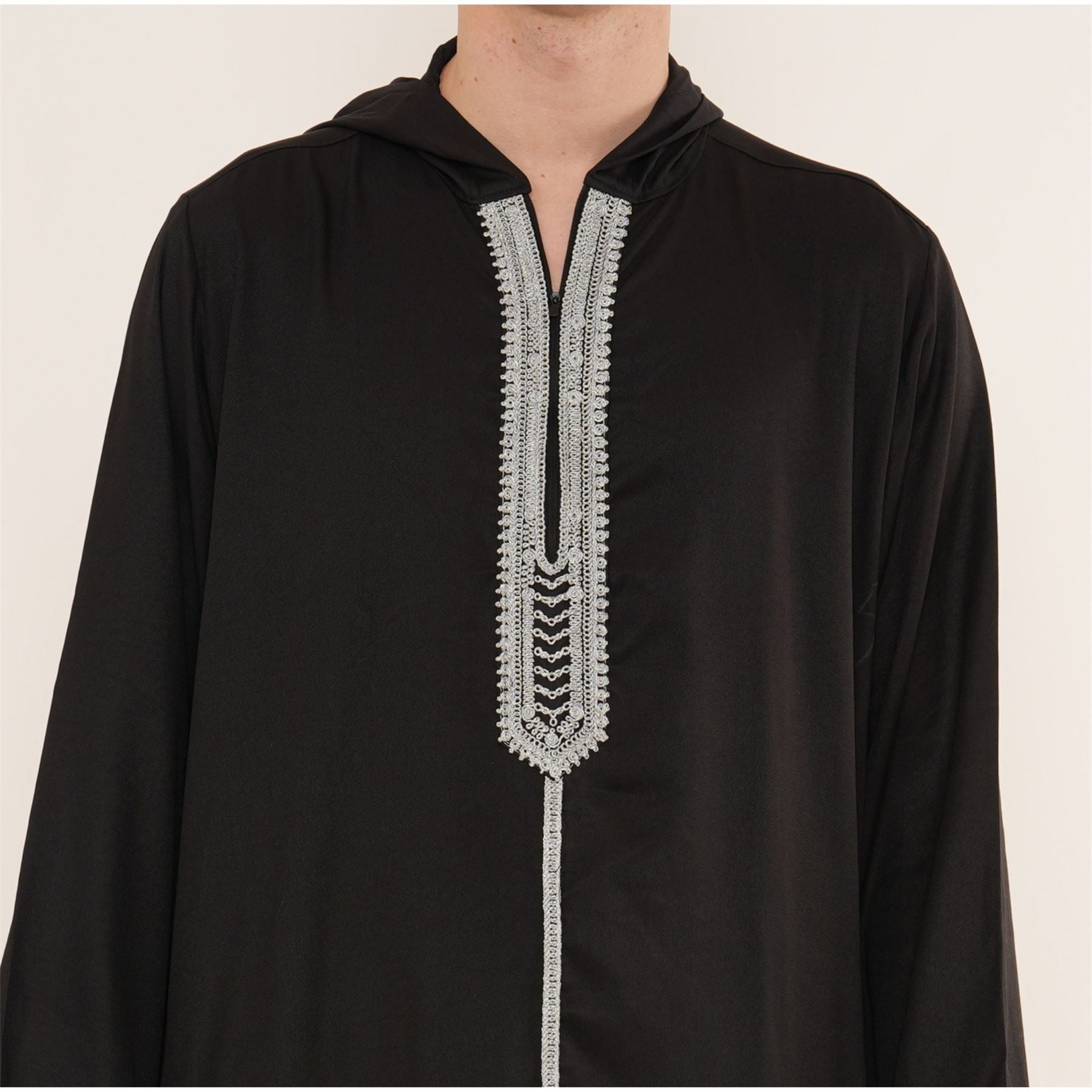 Men's Hooded Gandoura Embroidery Moroccan Thobe