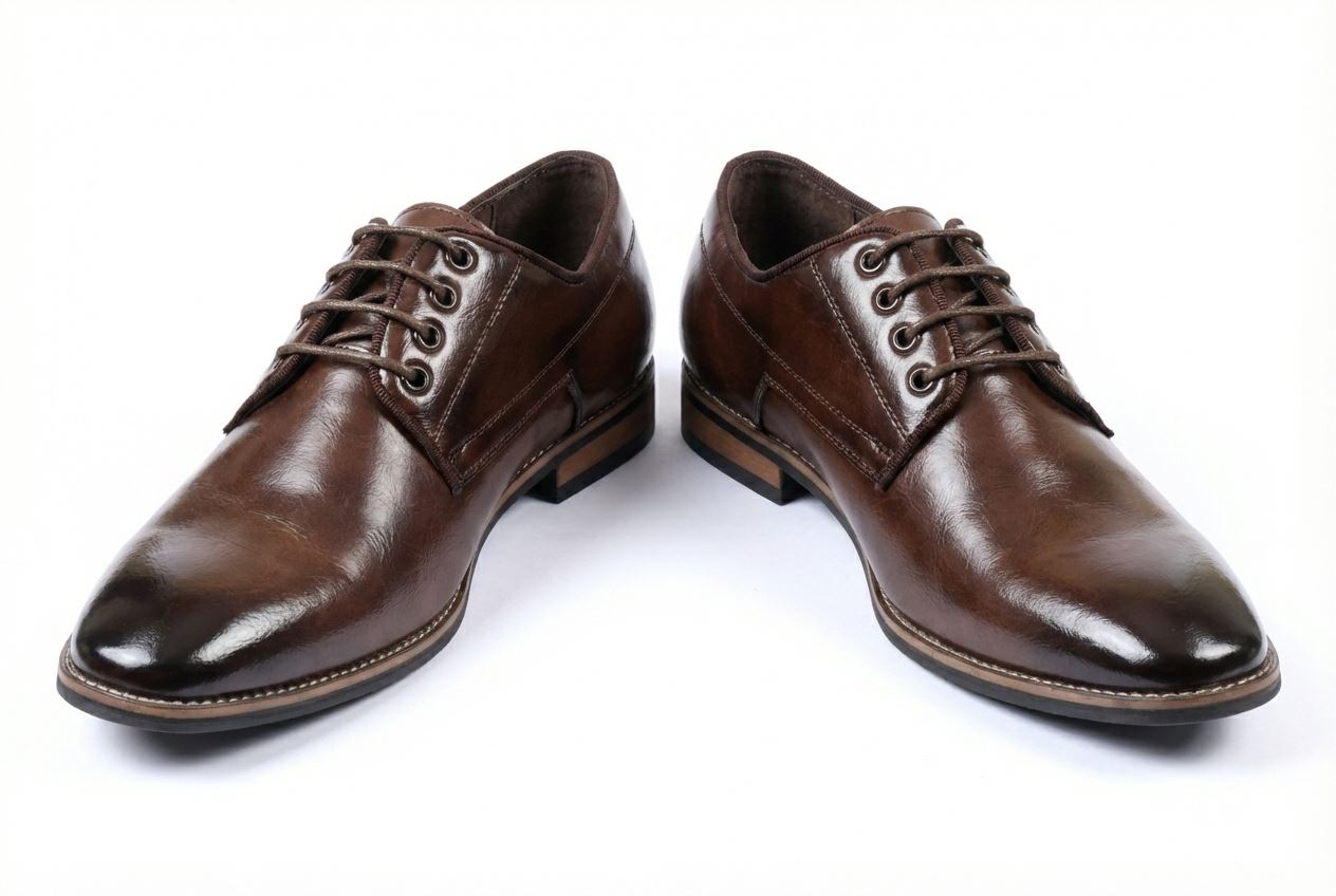 Men’s Classic Plain Toe Derby Lace-Up Oxfords Dress Shoes