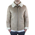 Mens Suede Sheepskin Faux Fur B3 Aviator Flying Jacket Cross Zip RAF Vintage - Knighthood Store