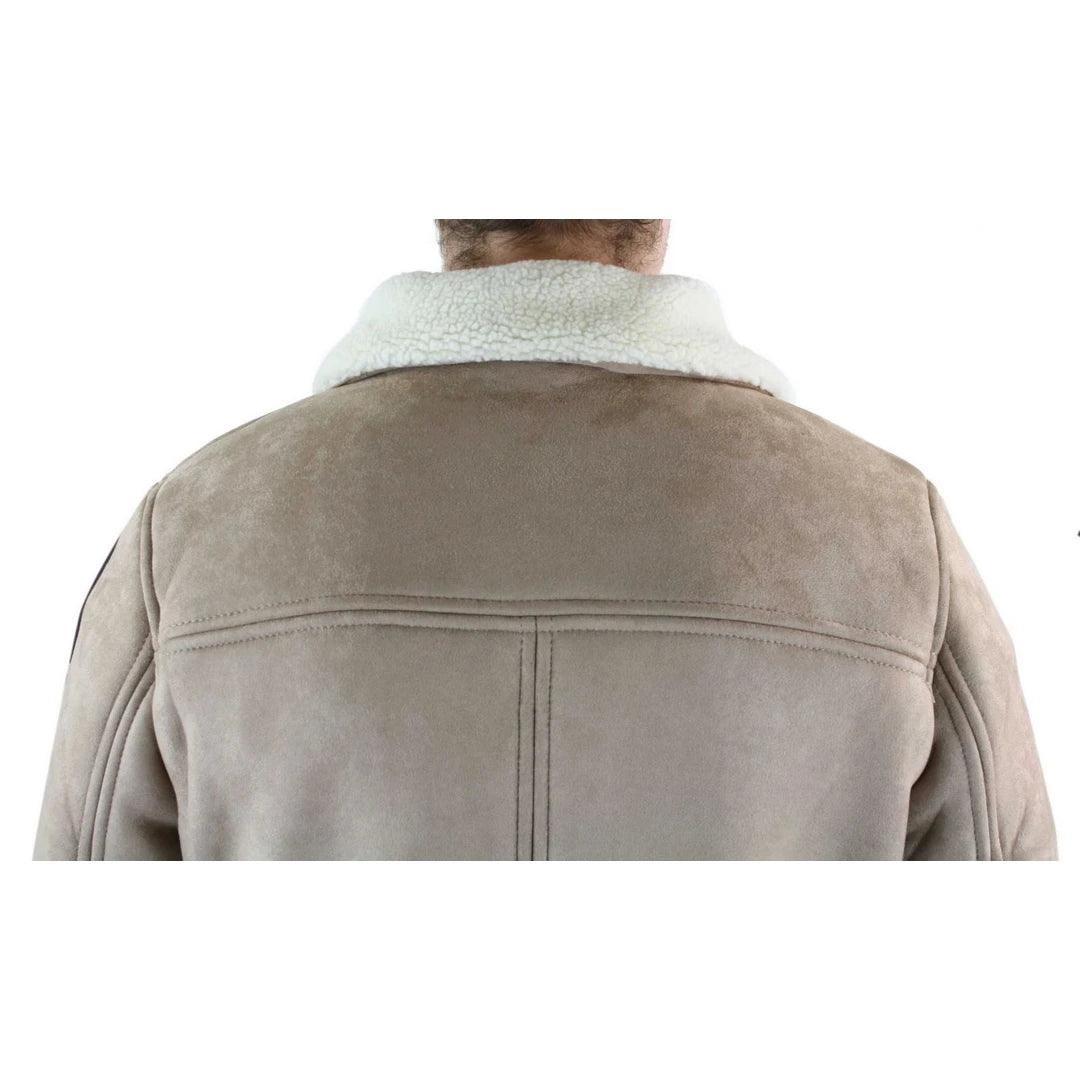 Mens Suede Sheepskin Faux Fur B3 Aviator Flying Jacket Cross Zip RAF Vintage - Knighthood Store