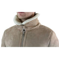 Mens Suede Sheepskin Faux Fur B3 Aviator Flying Jacket Cross Zip RAF Vintage - Knighthood Store