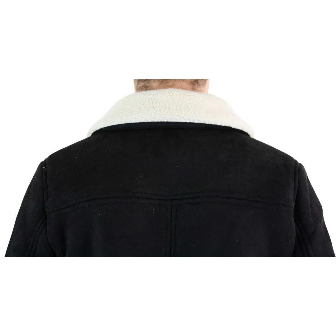 Mens Suede Sheepskin Faux Fur B3 Aviator Flying Jacket Cross Zip RAF Vintage - Knighthood Store