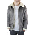 Mens Suede Sheepskin Faux Fur B3 Aviator Flying Jacket Cross Zip RAF Vintage - Knighthood Store