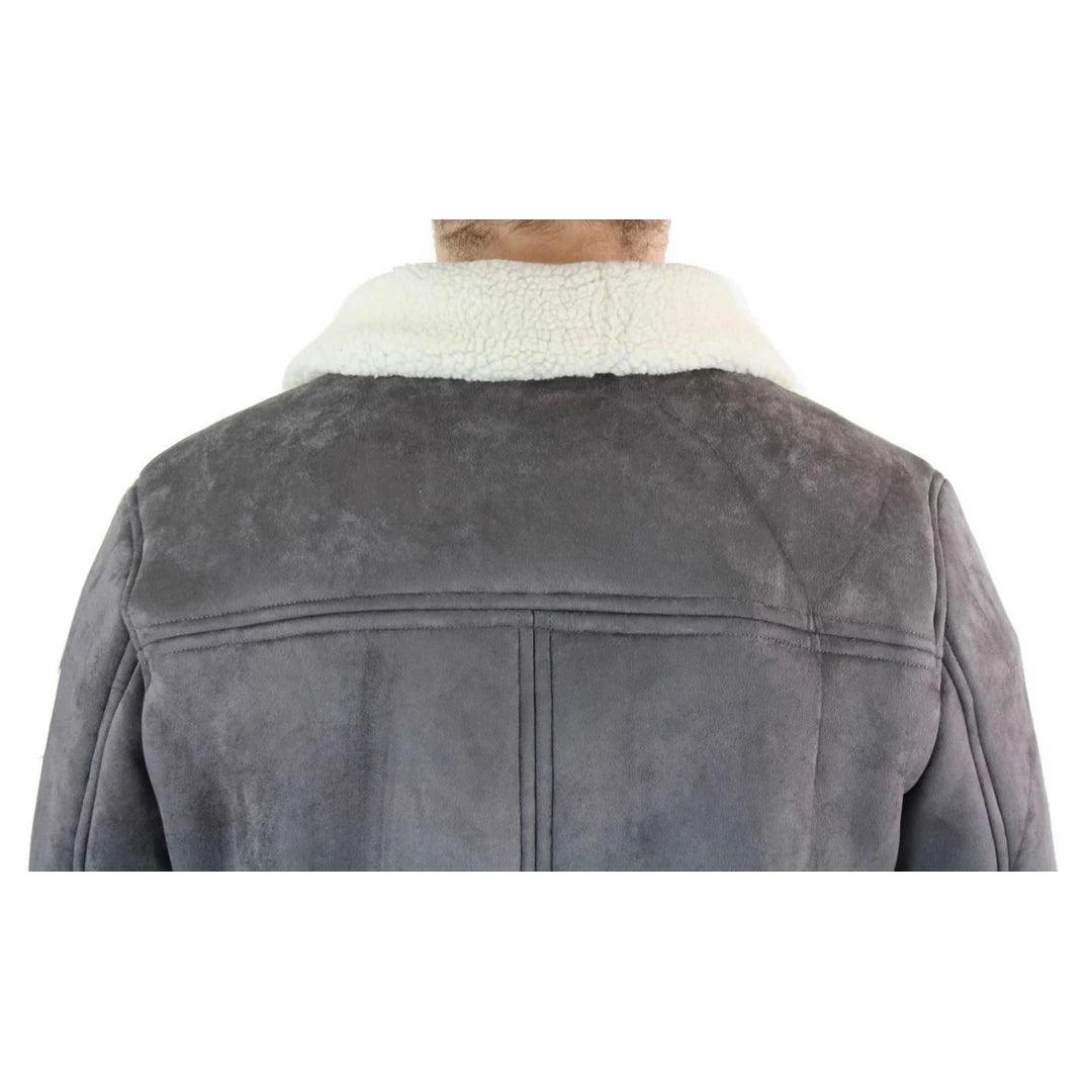 Mens Suede Sheepskin Faux Fur B3 Aviator Flying Jacket Cross Zip RAF Vintage - Knighthood Store