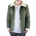 Mens Suede Sheepskin Faux Fur B3 Aviator Flying Jacket Cross Zip RAF Vintage - Knighthood Store