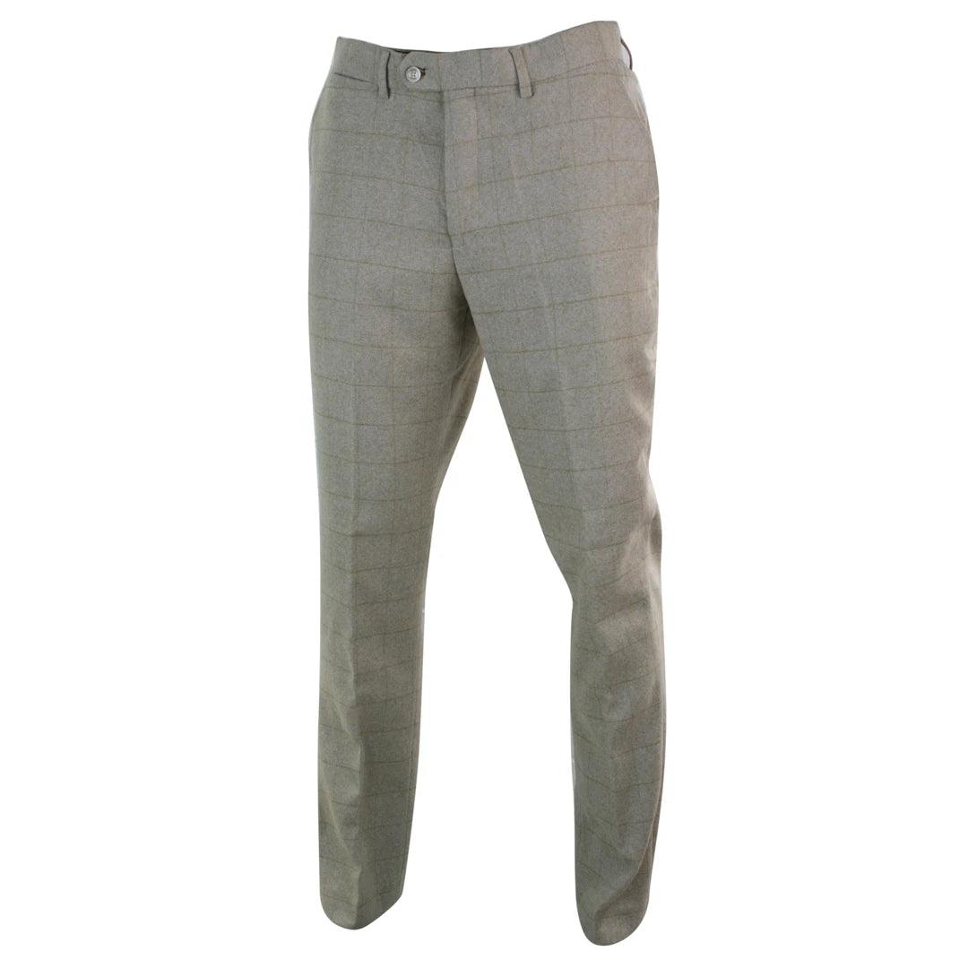 Mens Tweed Check Herringbone Blinders Trousers Tailored Fit Regular Retro - Knighthood Store