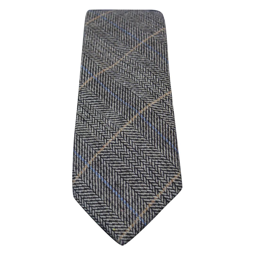 Mens Tweed Herringbone Textured Velvet Marc Darcy Ties Classic Vintage Retro - Knighthood Store