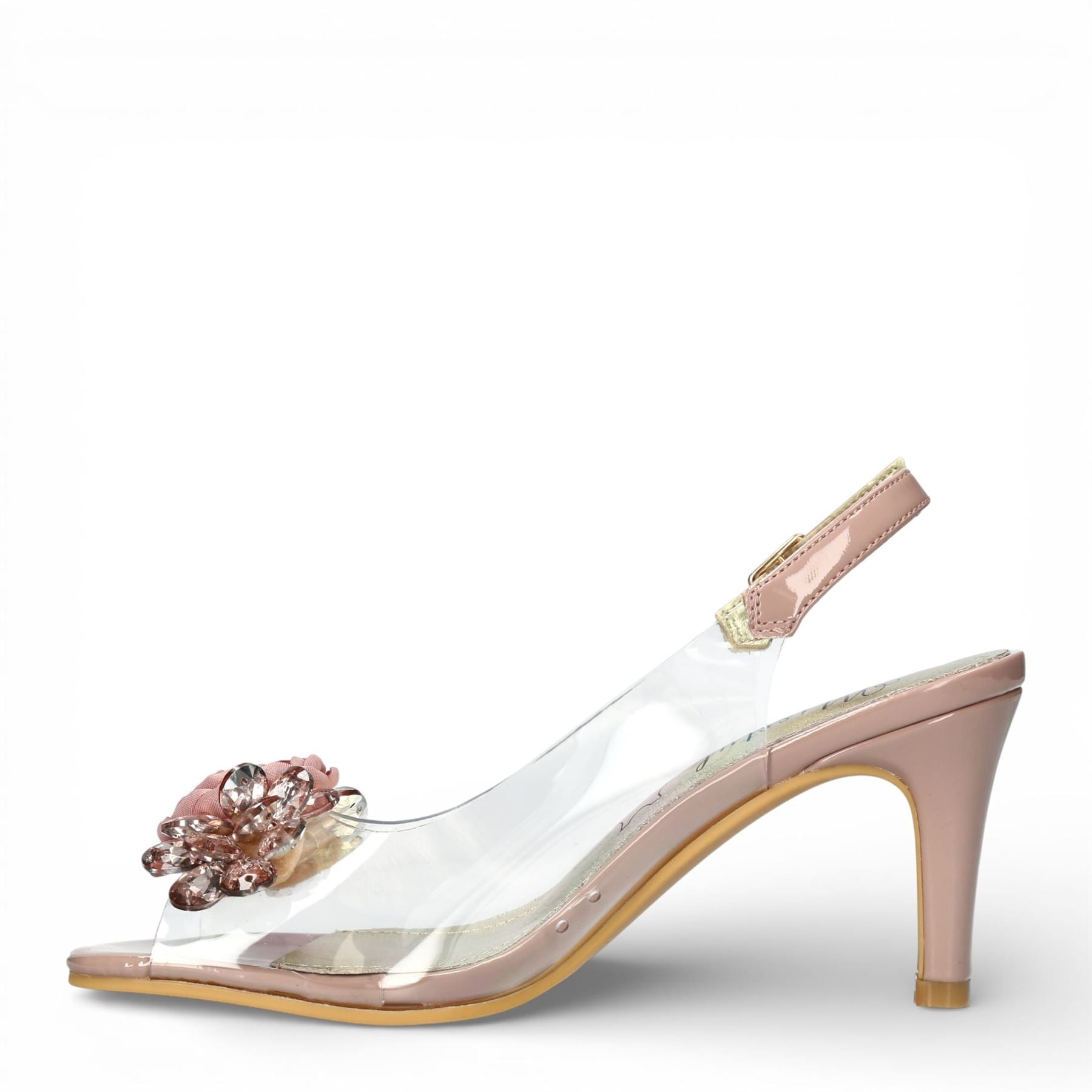 Mira 05 - Women’s Clear Rose Pink Slip-On Heel Sandals