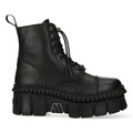 New Rock Boots Punk WALL083CCT-S6 Metallic Black Leather Platform Ankle Shoes - Knighthood Store