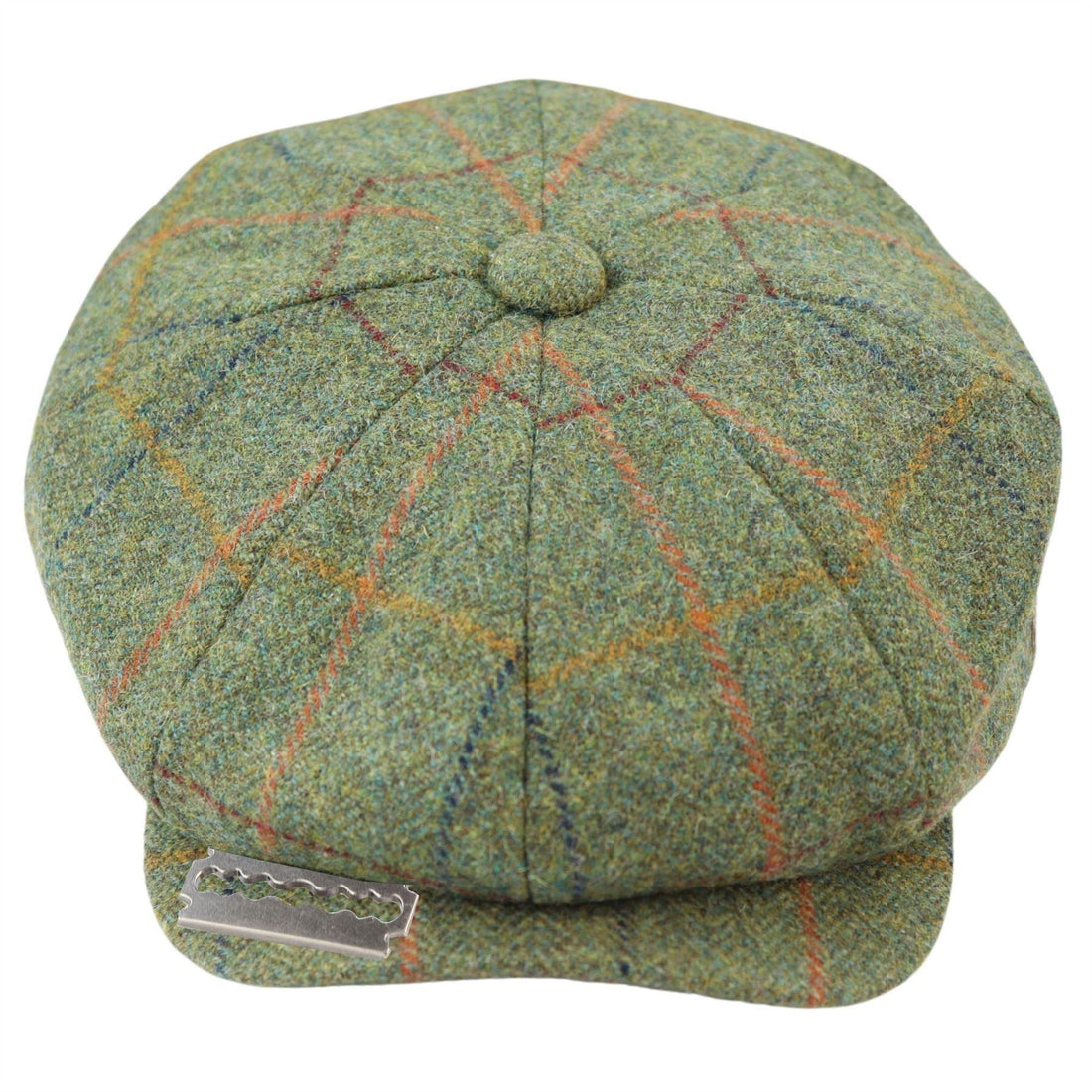 Mens 8 Panel Razor Baker Boy Hat Wool Tweed Blinders Newsboy Flat Cap Green Check - Knighthood Store