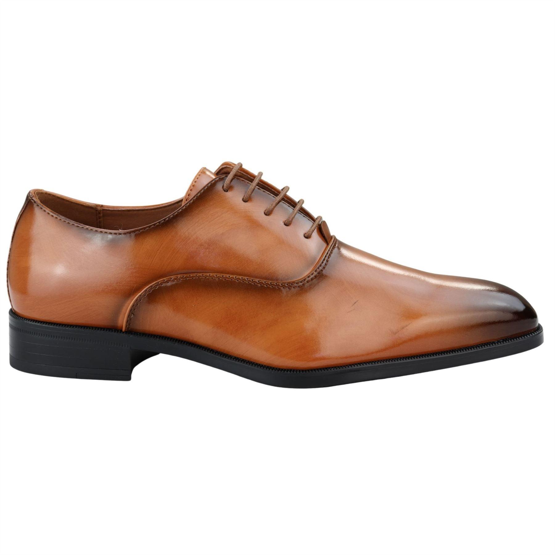 Mens Smart Formal Patent Oxford Shoes Shiny Laced Classic Round Toe Dress - Knighthood Store