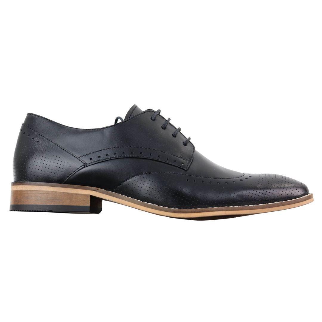Mens Smart Casual Real Leather Office Work Wedding Shoes Laced Simple Brogues - Knighthood Store