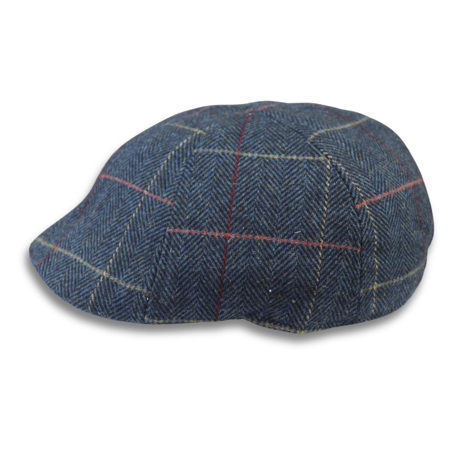 Men's Duckbill Cap Wool Blend Tweed Herringbone Check Gatsby Peaked Ivy 6 Panel Hat - Knighthood Store