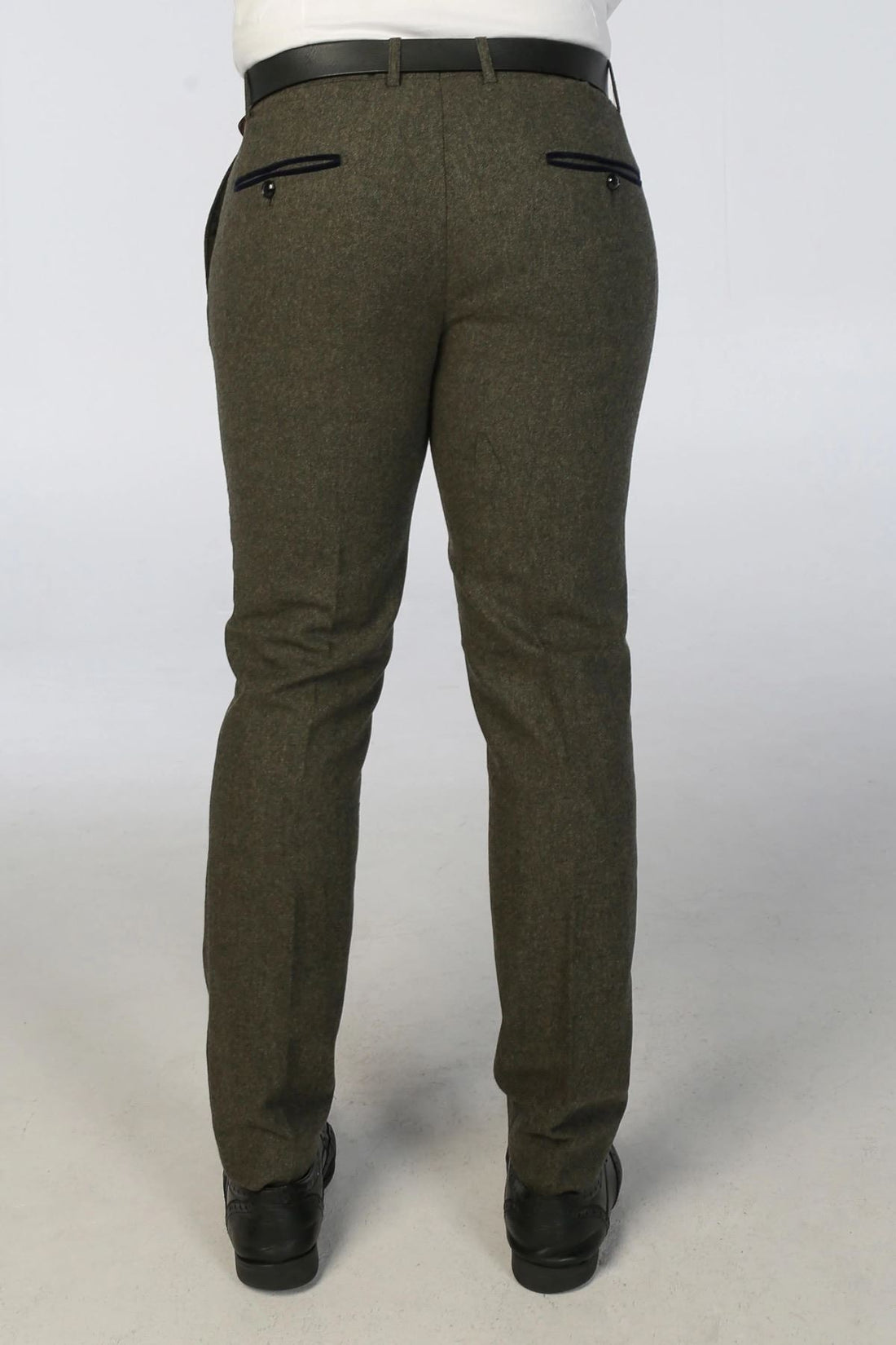 Men's Trousers Olive Green Wool Blend Tweed Casual Formal Pants