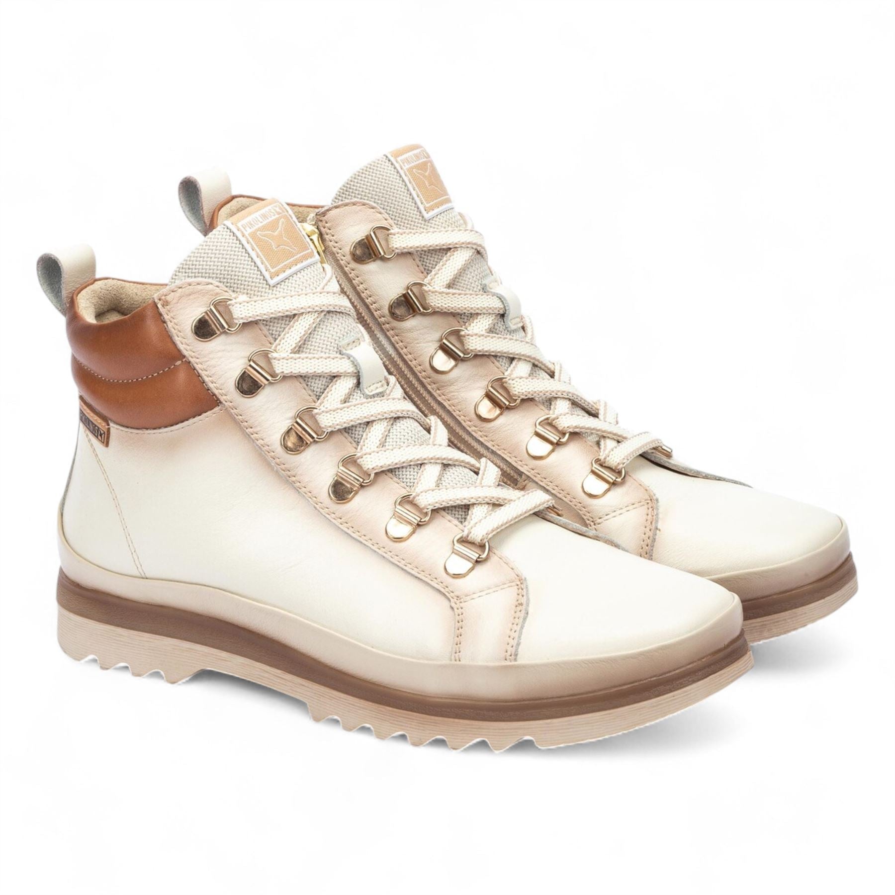 Vigo - Women’s Nata White Leather Ankle Trainers Boots