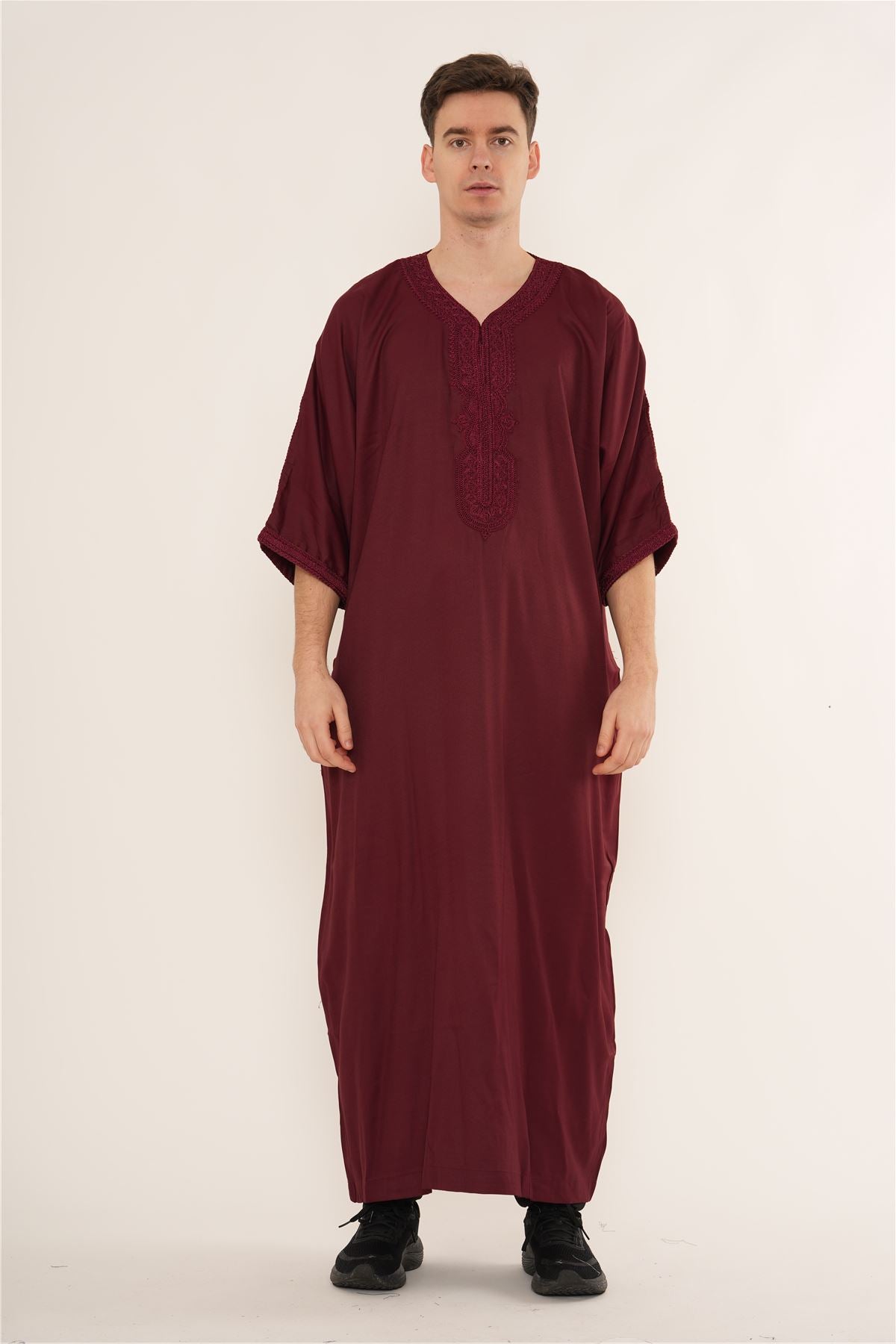 Men's Half Sleeve Embroidery Moroccan Thobe