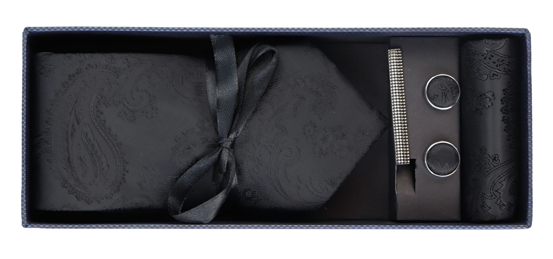 Paisley Neck Tie Gift Set Pocket Square Cuff Links Tie Floral Satin