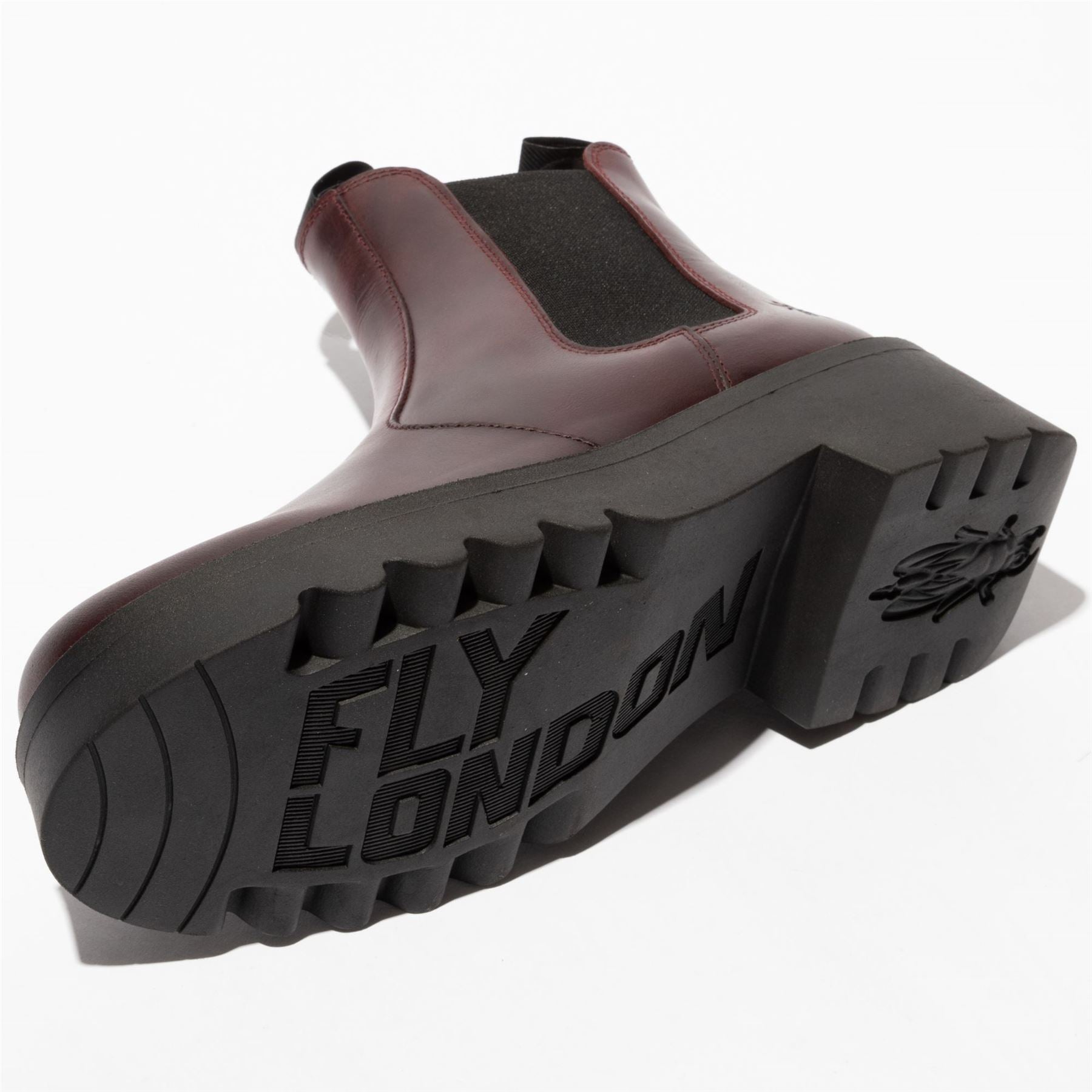 MEDI789FLY - Women's Wedge Heel Leather Chelsea Boots